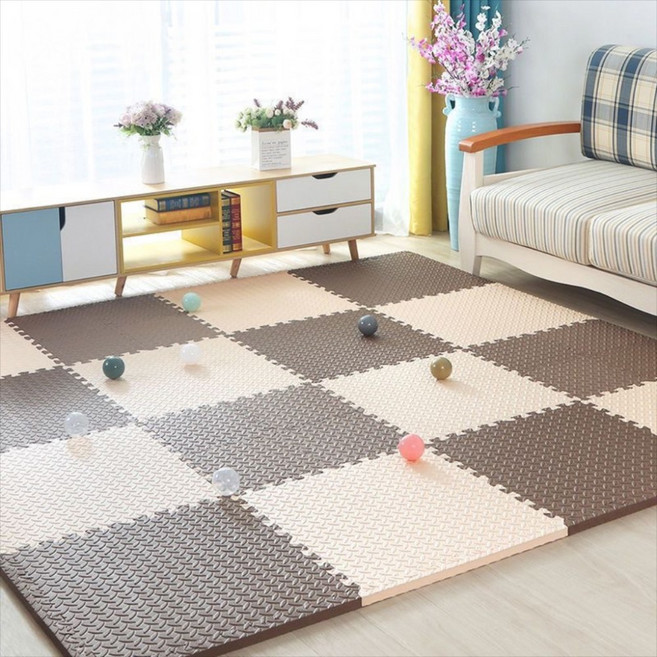 생활연구소 EVA 고탄력 양면사용 방수 미끄럼방지 층간소음방지 퍼즐매트 2.5cm, 16개, 아이보리+브라운