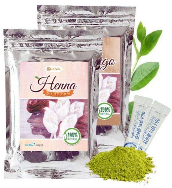 로얄헤나 헤나 100% 염색 가루 인도직수입 100g 2개입, 레드오렌지+브라운, 1세트