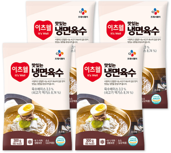 CJ 이츠웰 냉면육수 300g, 4개