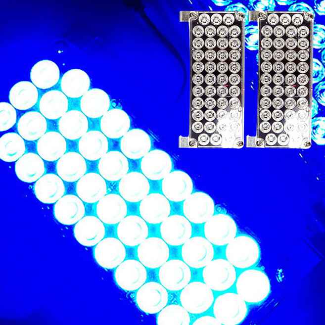 삼항LED 12V 모듈내장형 사각 42발 슬림 LED경광등 2개1세트, 클리어커버-블루LED, 1개