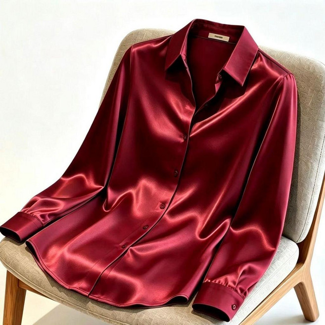 ELEGANT 真絲襯衫 桑蠶絲長袖寬鬆上衣