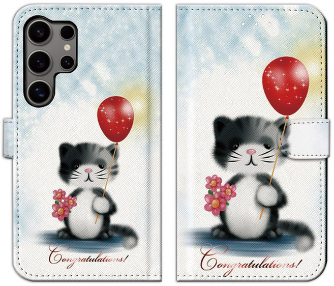 HB 디자인 도그앤캣 가죽 다이어리 지갑형 휴대폰 케이스