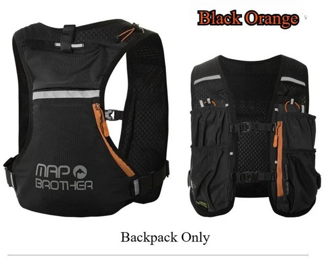 통기성 수화 조끼 트레일 러닝 배낭 경량 사이클링 마라톤 라이딩 야외 가방, 색상: 1. Black Orange