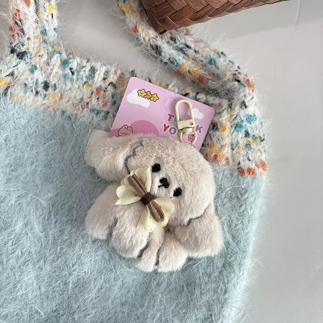 쿠쿠스토어 카와이 닥스훈트 키 체인 펜던트 만화 강아지 잠금 열쇠 고리 커플 러블리 배낭 장식 선물, 04 Bow Dog