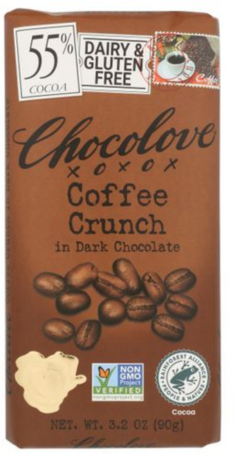 초콜럽 - 다크 초콜릿 바 커피 크런치 - 90g Chocolove - Dark Chocolate Bar Coffee Crunch - 3.2 oz., 1개