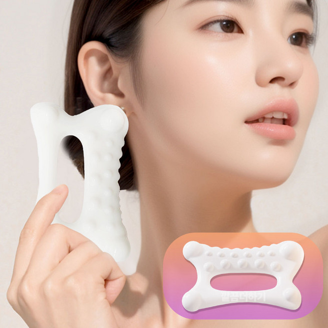 깔끔더하기 괄사 얼굴 바디 마사지 지압 도구, 스노우화이트, 2개