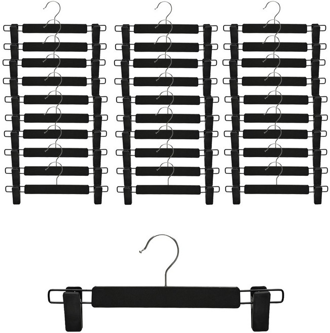 아워리빙 파스텔 논슬립 회전형 치마 바지걸이, 블랙, 30개