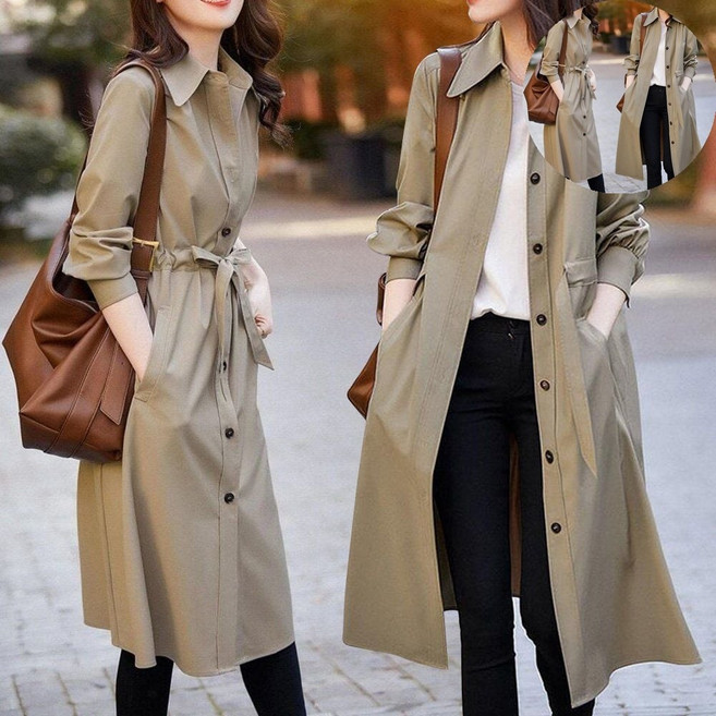 핸드메이드코트 여성 셔츠형 롱 코트 봄 가을 간절기 트렌치코트