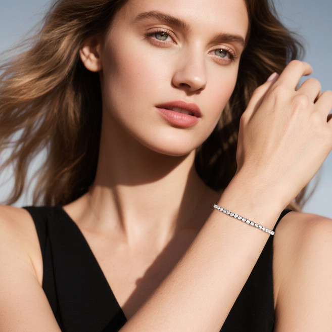 KRKC 써지컬스틸 여성용 샤인 클래식 테니스 팔찌 패션 팔찌