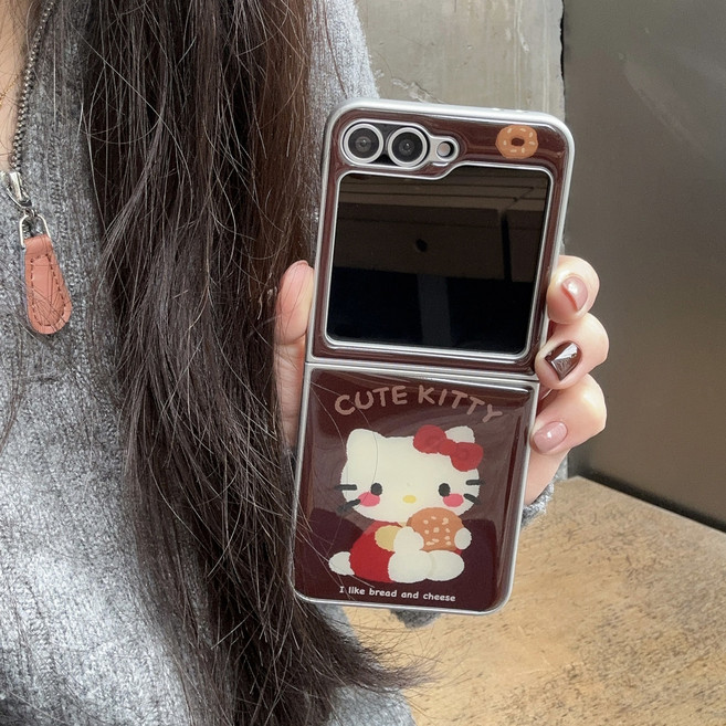 얌코 핸드폰 케이스 갤럭시 z플립6 z플립7 케이스 블랙 밀크커피 플라워