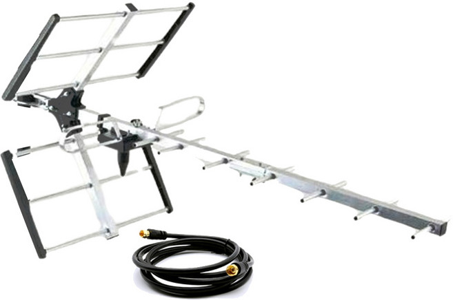 4K TV안테나 지상파안테나 UHD 디지털 공중파 수신기 실내 실외 안테나 DTV+안테나케이블10M, TV안테나+10M안테나케이블, 1개