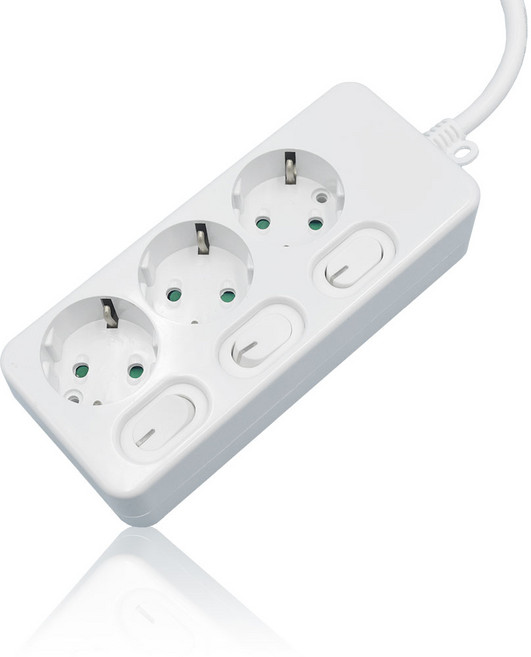 플러그젠 멀티탭 개별 2구 3구 4구 5구 6구 접지 멀티 콘센트, 1개, 3구 백색, 2.5m