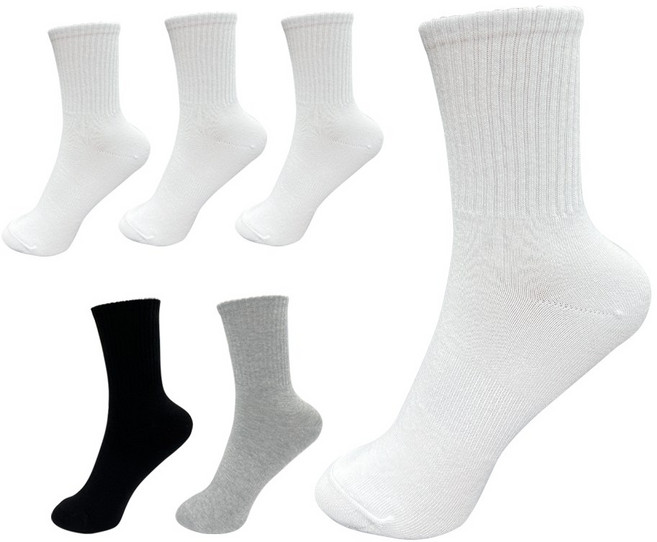 비바슈슈 여성용 스포츠 쿠션 면양말 장목 무지 6켤레