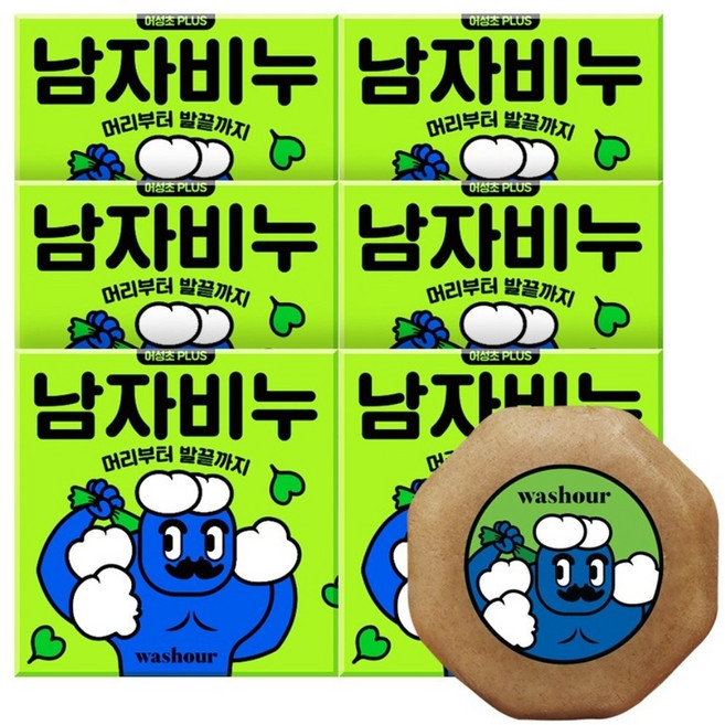 워시아워 남자비누 어성초 100g 6개입 전신 올인원 케어