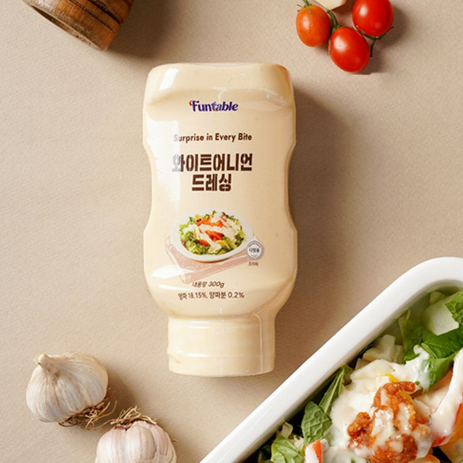 펀테이블 화이트어니언드레싱 300g 연어 피자 치킨 드레싱 소스, 1개