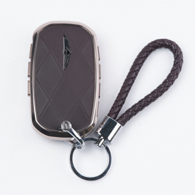 옳다스토어 제네시스 신형 가죽 메탈 키케이스, 브라운