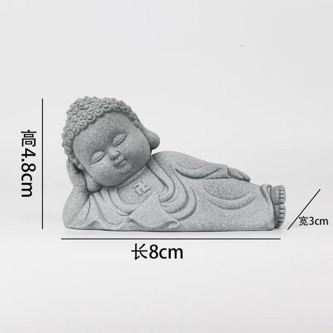 貝貝 青砂石小沙彌擺件 側躺小佛 佛像擺飾 禪意茶寵, 小幼佛