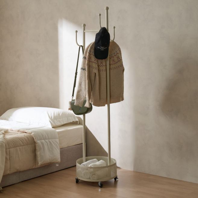 로프트앤리빙 이동식행거 스탠드옷걸이 미니 튼튼한 철제 헹거 조립식 매장 틈새 파이프 고정식, 블랙