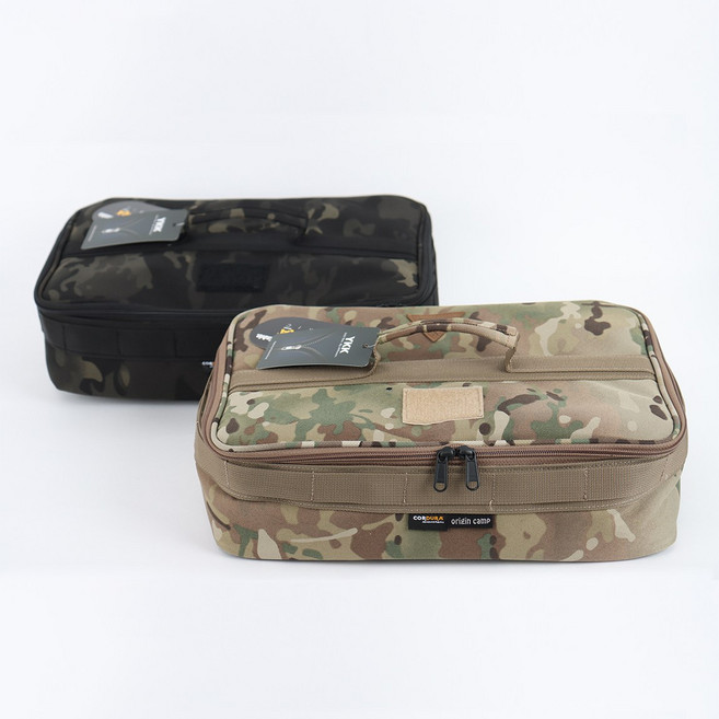 오리진캠프 캠핑용 이소가스 부탄가스 조명랜턴 다용도 수납 케이스, 1개, 1단, 코듀라 블랙멀티캠