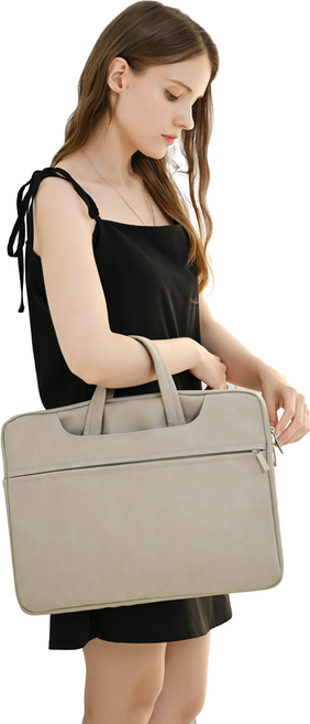 베르바 3중쿠션 방수 노트북 가방 파우치 대용량 크로스 백, 스웨이드 소재, 라이트 그레이, 1개