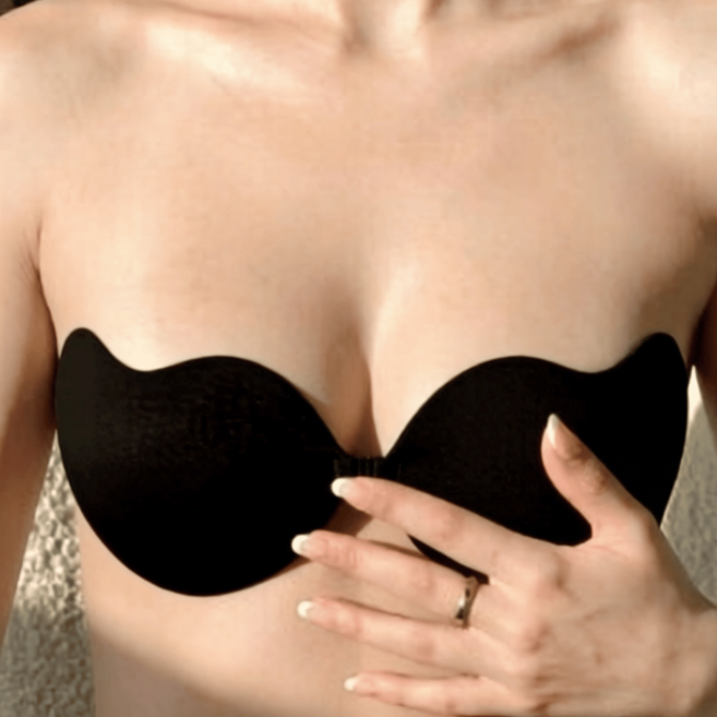 실리콘 누드 브라 접착 볼륨업 백리스 끈없는 웨딩 오프숄더 드레스