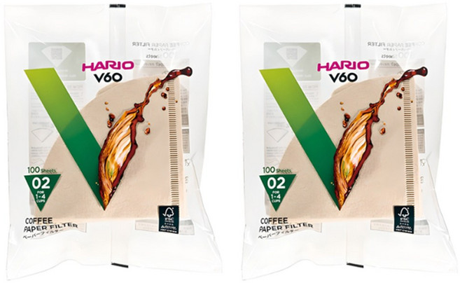 하리오 종이필터 여과지 브라운 VCF-02-100M, 100개입, 2개