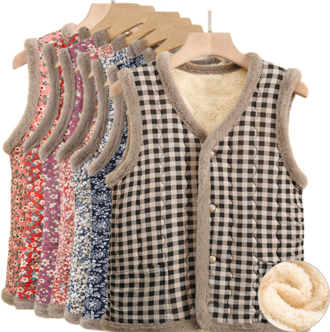 보온 누빔 꽃무늬 조끼 겨울 방한 기모 조끼 김장 촌캉스 엄마 할머니 레트로 조끼