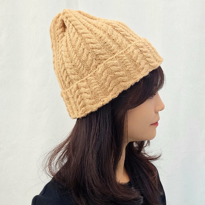 겨울 알파카 울 니트 비니 여성 남성 공용 모자 꽈배기 도톰한 국내생산