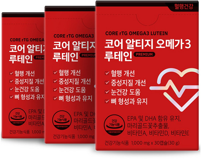 코어 알티지 오메가3 루테인, 30정, 3개