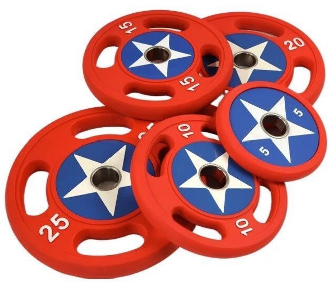 희우스포츠 중량원판 중량바벨 방패원판 3홀원판 50mm용, 20kg, 1개, 우레탄원판