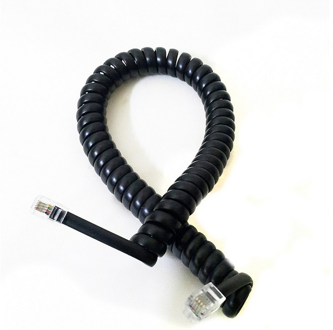 전화기주변기기 유선전화기 수화기 스프링코드 전화기꼬임선 수화기선, 블랙