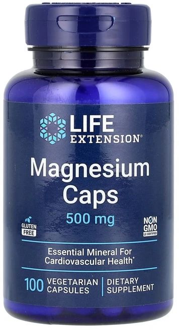 라이프익스텐션 마그네슘 캡스 500mg 베지테리안 캡슐, 100정, 1개 - 쿠팡