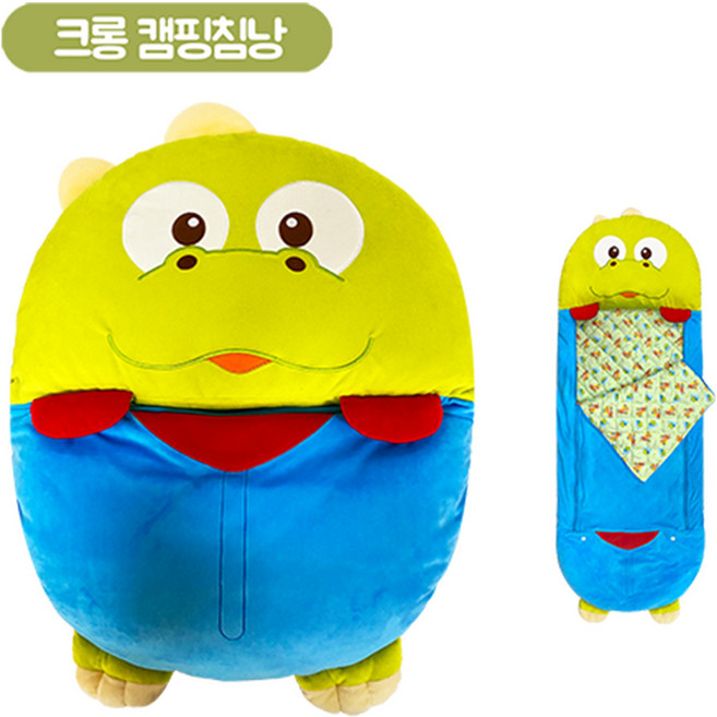 캐릭터 뽀로로 루피 패티 에디 크롱 포비 핑크퐁 아기상어 캠핑 침낭 쿠션 담요 낮잠 이불 어린이 유아 키즈 택1, 05.크롱 침낭, 1개