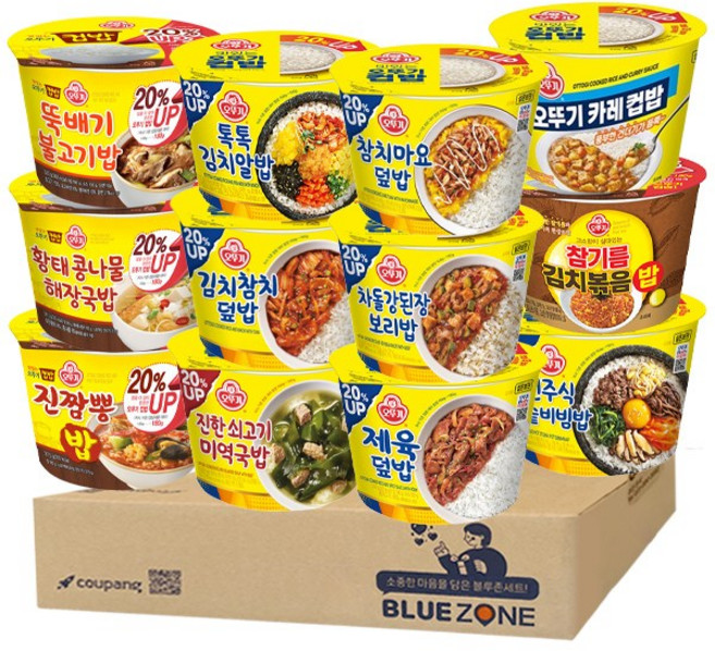 오뚜기 12종 컵밥 세트 ( 참치+차돌+제육+쇠고기미역+김치참치+전주+참기름+카레+뚝불+톡톡+황태+진짬), 1세트