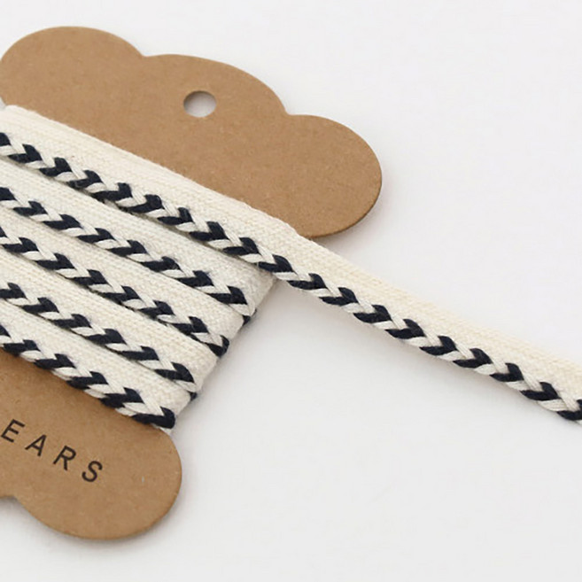 패브릭샵 빗살무늬 파이핑테이프_내추럴&네이비, 83-630, 1개