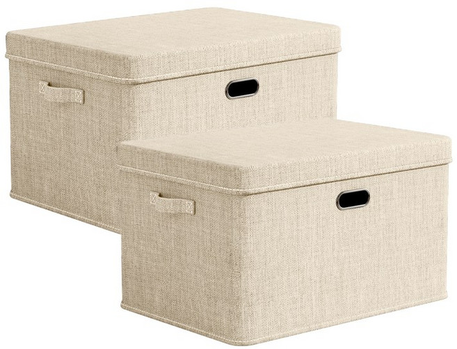 레디보드 린넨 수납정리함 접이식 리빙박스 2개, 린넨 베이지