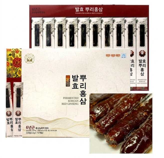 6년근 고려 뿌리홍삼 정과 10뿌리 (어버이날선물 고급진선물세트), 쇼핑백원해요 (O)