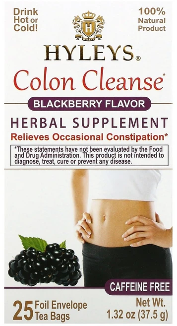 하일리스 콜론클렌즈티 블랙베리맛 무카페인 25개입 37.5g HYT-01555, Hyleys Tea Colon Cleanse 블랙베리, 1개, 1.5g - 쿠팡