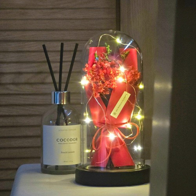 LED 레드 미니꽃다발 미니돔 무드등 기념일선물 인테리어 무드등 집들이 기념일 선물