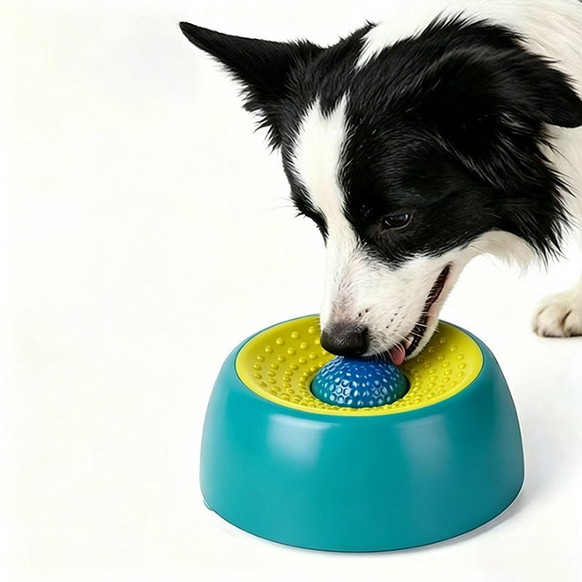 흡착식 강아지 슬로우볼 넘어지지않는 사료그릇 핥기놀이 치아관리 애완동물 완구, 1개, 그린