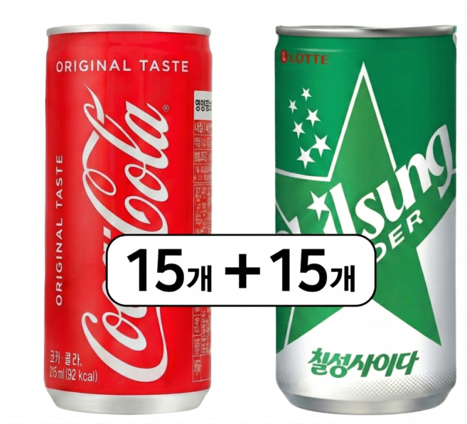 코카콜라 칠성사이다 215ml 2종 30캔 세트
