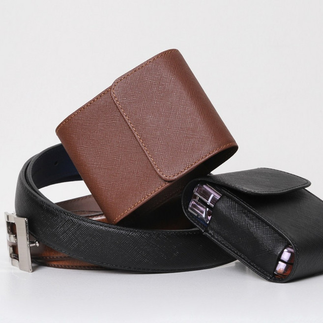 마뜨 갤럭시 Z플립7 전기종 사피아노 소가죽 허리 벨트케이스 (이니셜 각인 가능), 1개, 브라운