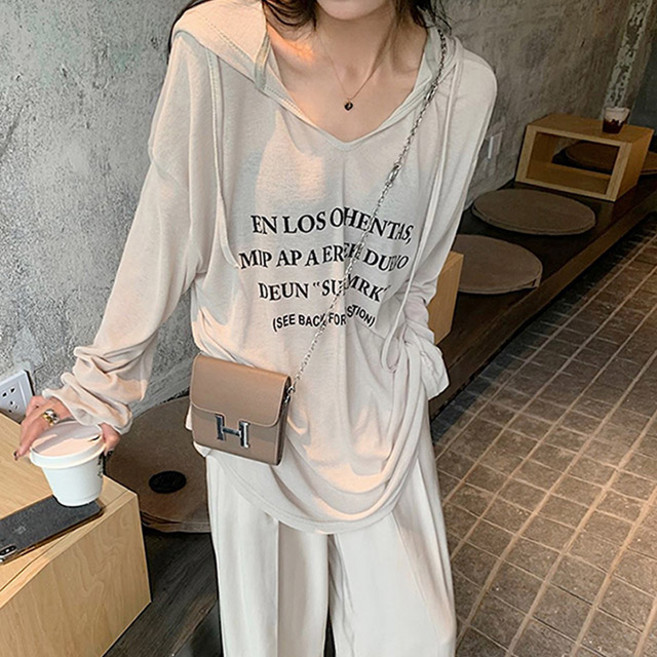 드마엘 여성 키르 썸머레터링 후드 니트(3color)긴팔티 +델로나