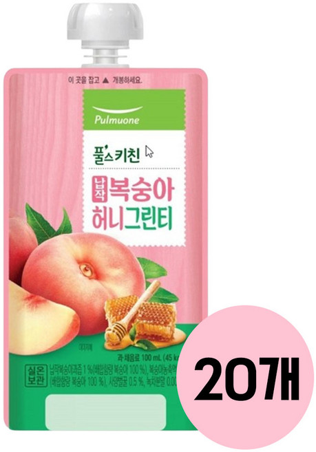 풀무원 풀스키친 납작복숭아 허니그린티 100mlX10, 20개, 100ml