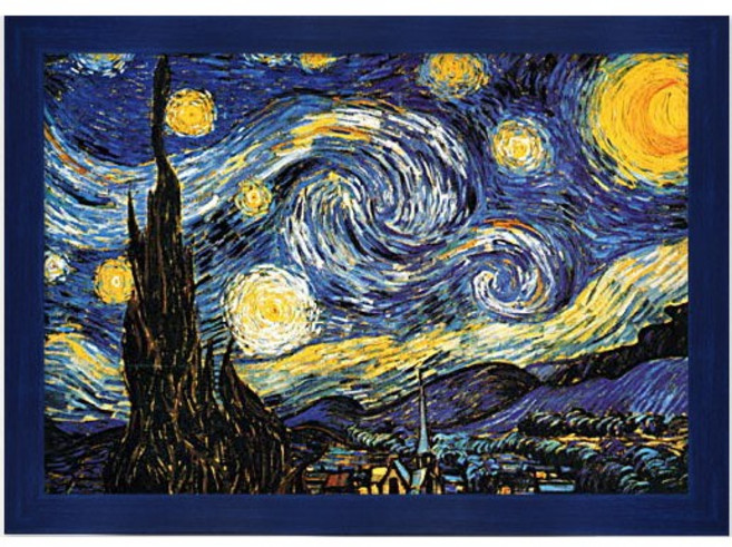퍼즐라이프 고흐 별이 빛나는 밤에 명화 1000피스 직소퍼즐액자 PL1127, 퍼즐+우드블루액자, 1개