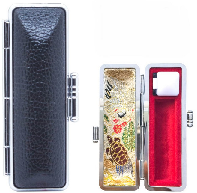 가죽 도장 인감 직인 케이스 집 지갑 함 인감 인장 인주 파우치, 1개, 블랙