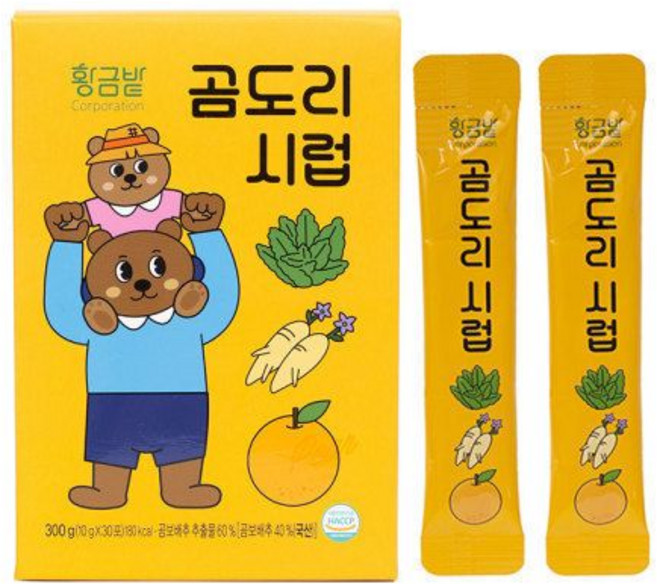 황금밭 곰도리 시럽 10mlx30팩 / 곰보배추 도라지 배 스틱