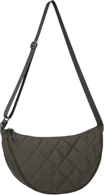 半月形菱格紋迷你斜背包 可調節肩帶 時尚小包, 綠色