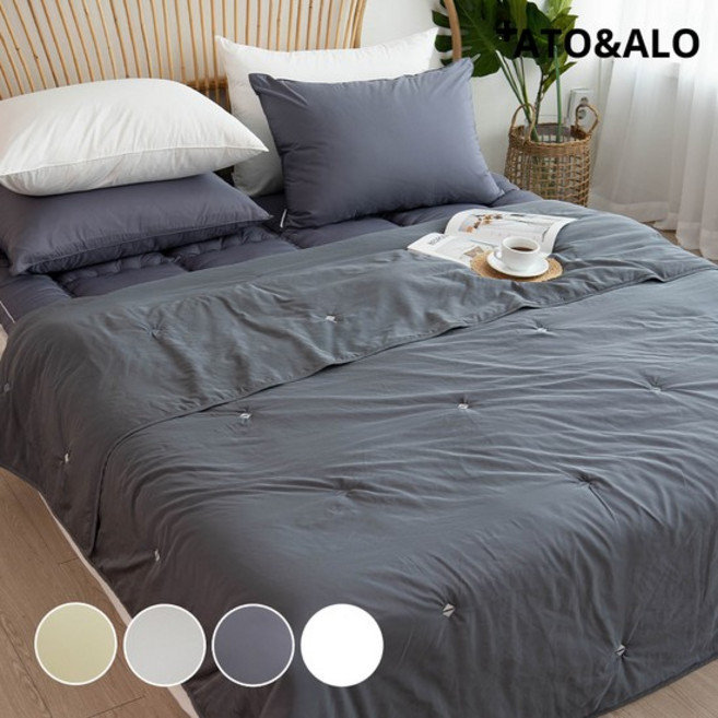 아토앤알로 빌리프 알러지케어 자수 간절기 여름이불 Q, 빌리프 여름이불-화이트 Q