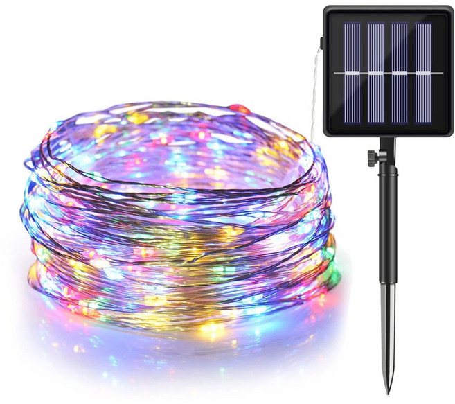 태양광 와이어 전구 100구 200구 300구 (12M 22M 32M), 100구 (칼라)_12m